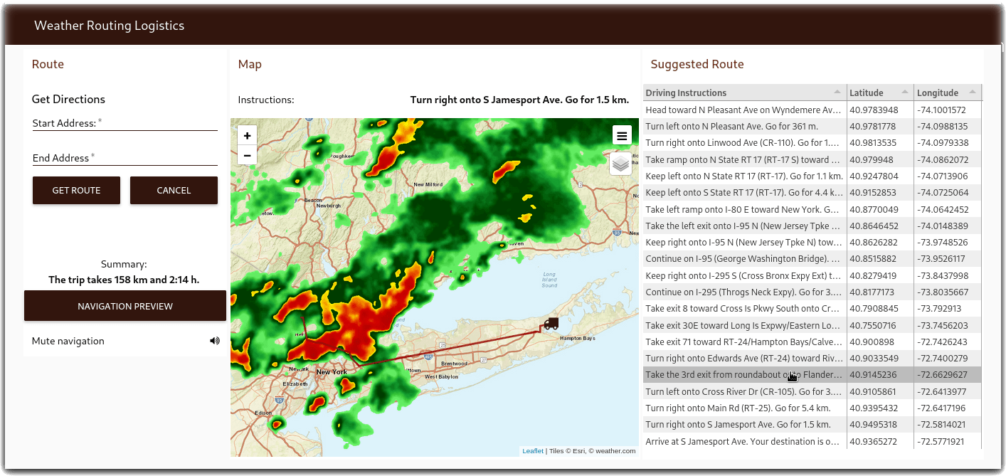 Weather Logistics Navigation Dashboard Weather Routing Logistics Navigation Dashboard