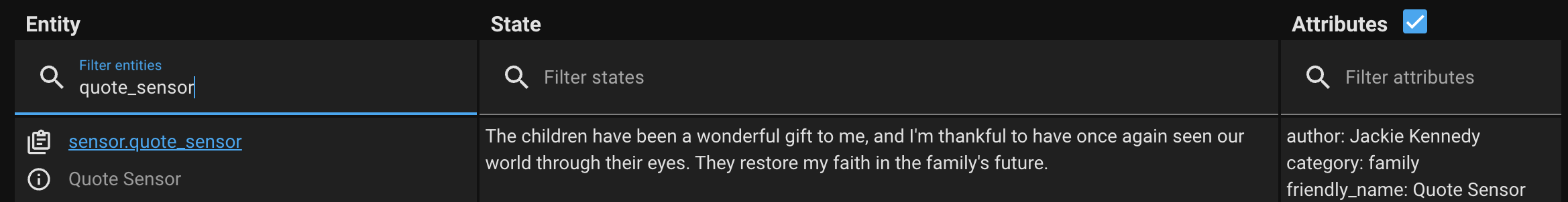 Quote Sensor Screenshot